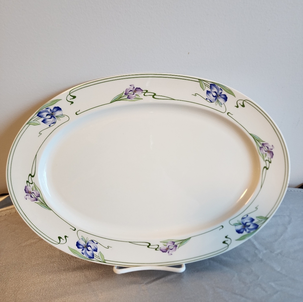 14” VILLEROY & BOCH “VERONA” Oval Serving Platter Irises Luxembourg~Discontinued